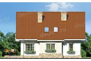 Проект европейского двухэтажного дома с мансардой и камином 11 на 11 метров DTS100011